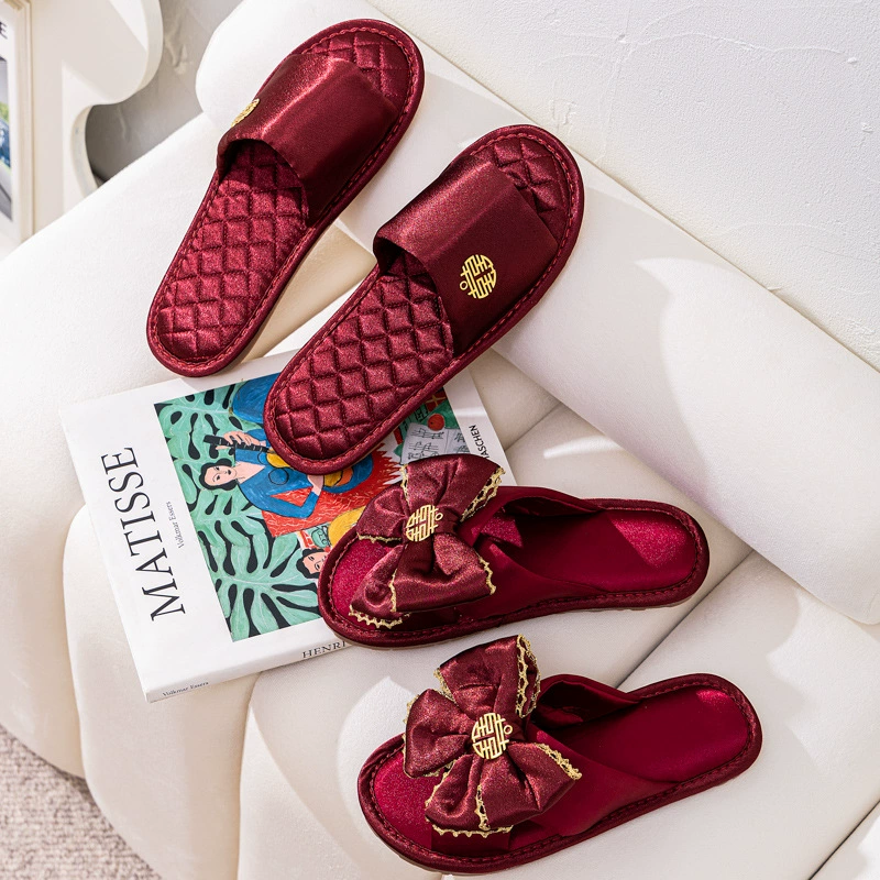 Свадебные Тапочки женские свадебные туфли летние праздничные пара утренних халатов свадебные красные пары фабрика прямые поколения волос