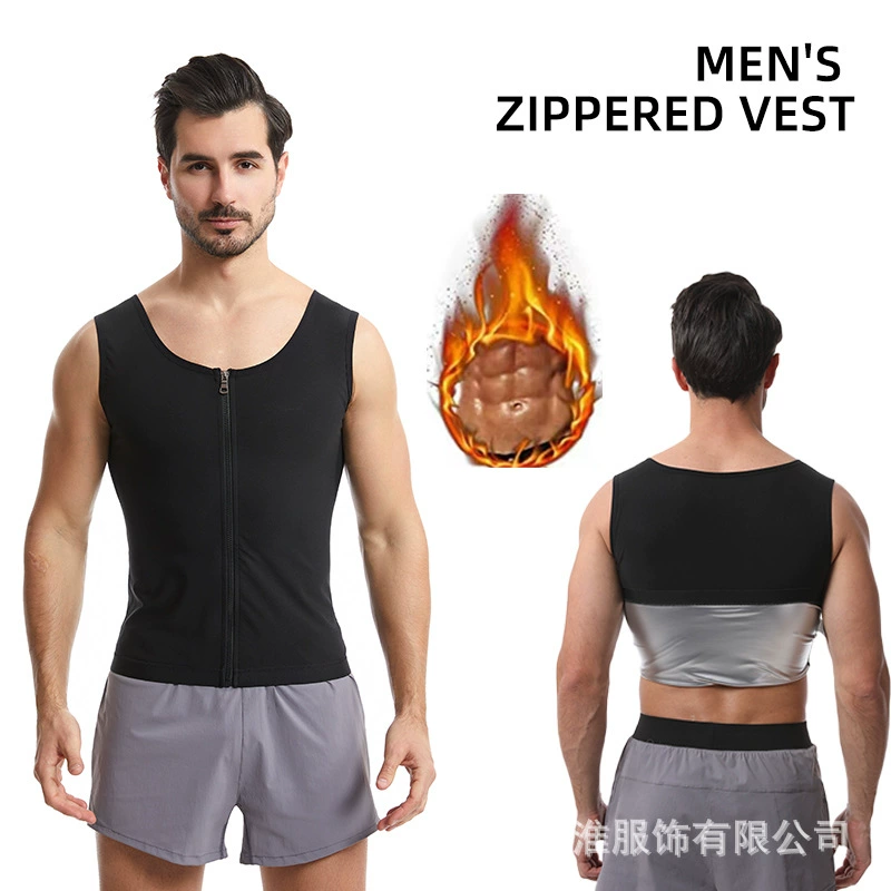 Трансграничный мужской формирователь на молнии Спортивный штормовой жилет Сауна Потящие топы для тела Миска для фитнеса