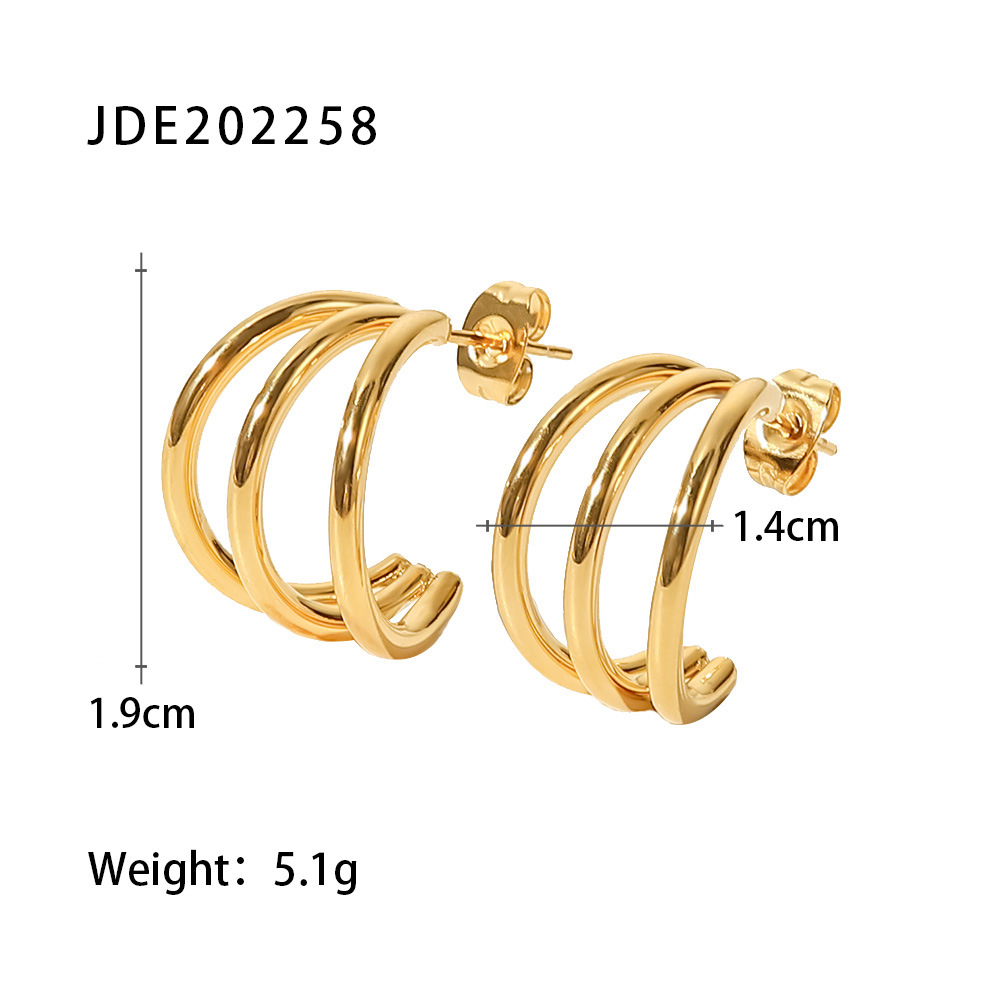 304 Stainless Steel Material C Shape Pattern Women'S Gender Elegant Style PVD Coated Real Gold Plated C Shape 304 Stainless Steel Fashion Waterproof Non Tarnish Ear Studs