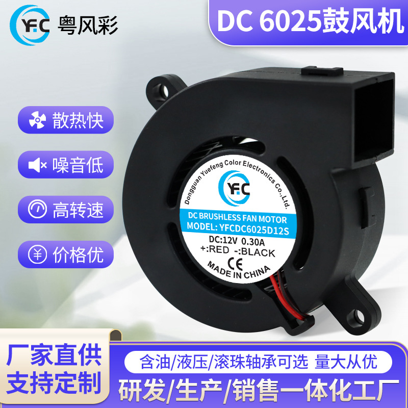 DC6025鼓风机12V气泡机汽车座椅通风净化器打印设备USB离心鼓风机
