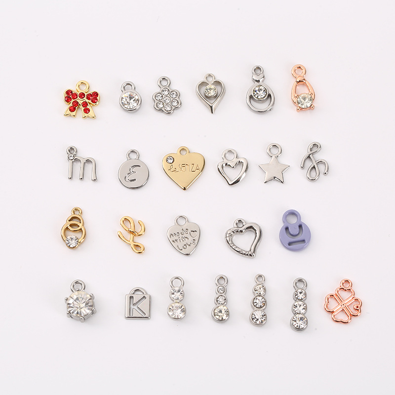 Metal bra heart shaped, pendant with letters, diamond accessory, underwear, wholesale