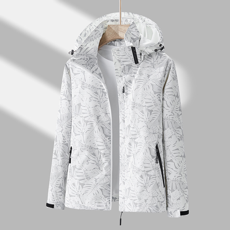 Unisex-Windjacke mit wasserabweisendem Tarnmuster – Leichte Wanderjacke mit abnehmbarer Kapuze (M–5XL) – Windjacke für Trailrunning und Outdoor-Abenteuer_voghion.com