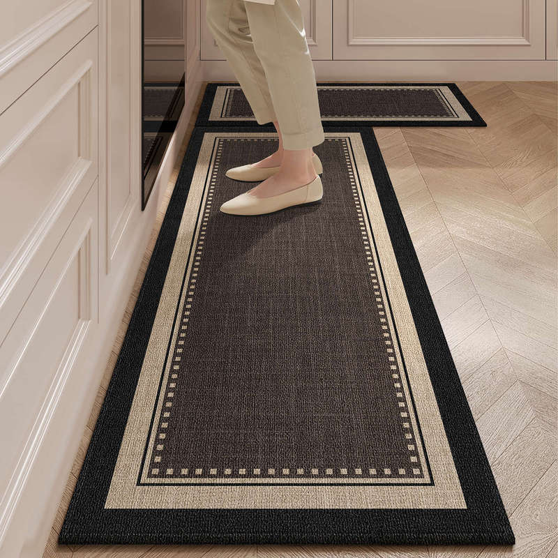 Kitchen Floor Mat Italian Light Luxury Waterproof and Oil-Proof Wipeable No-Wash Waterproof Floor Mat Modern Simple High-End Carpet Mat