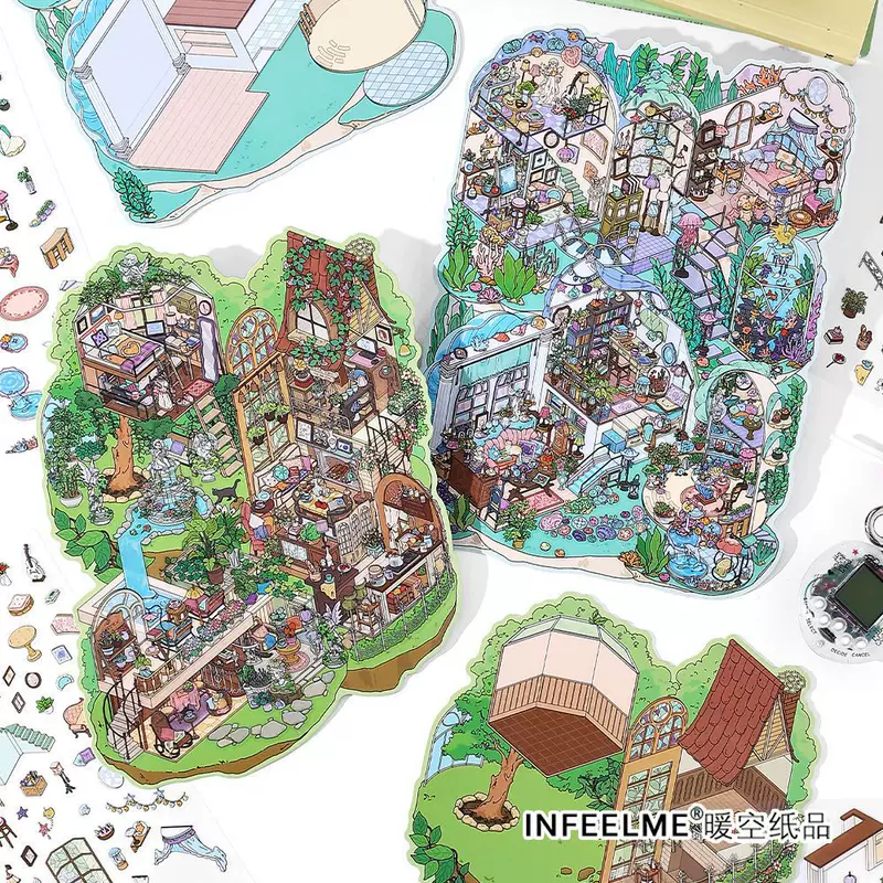 Infeel.Me My House Fifth Bullet Series 2.5D Large Size Landscape Sticker Hand Notes Diy Scene Decoration