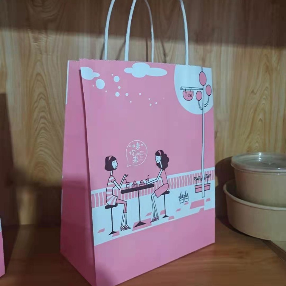 现货牛皮纸袋手提袋饭盒烘焙打包袋外卖包装袋礼品服装袋