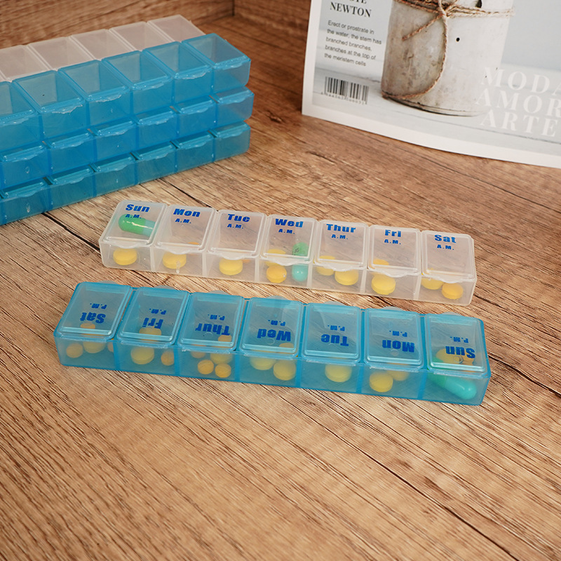 プラスチック製PP七日間簡易薬箱、一週間用、遮光、携帯用、分割収納ボックス、家庭用大容量ヘルスケアボックス|undefined