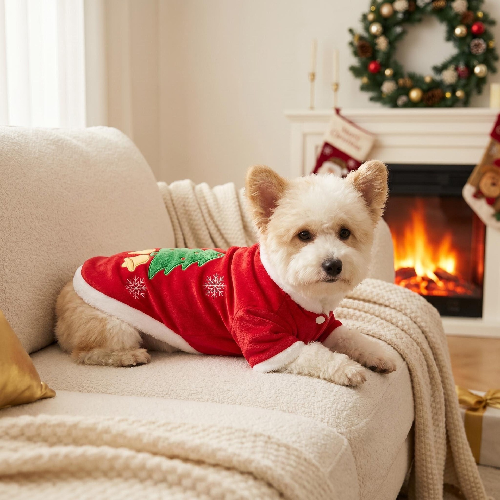 Vêtements de Noël pour animaux de compagnie, best-sellers transfrontaliers, doublés polaire, tenues de fêtes pour chiens, chats, ours en peluche et bichons_voghion.com