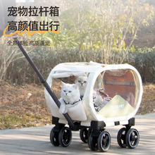 dodopet亚马逊跨境宠物猫咪狗狗外出便携折叠透明车载宠物拉杆箱