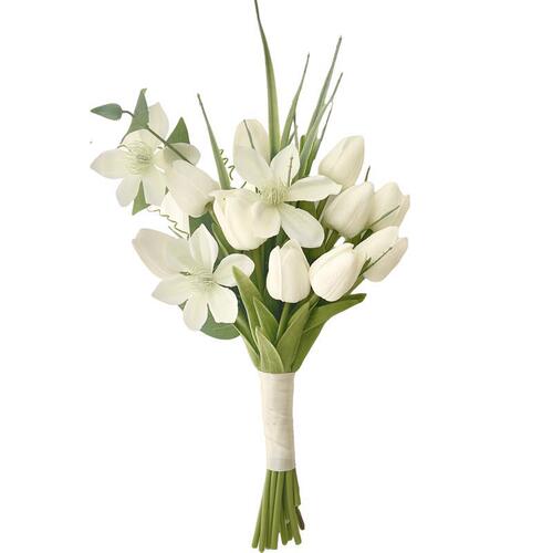 Hand-held flowers for certificate registration, bride's wedding fake flowers, high-end tulip photo studio photo prop flowers