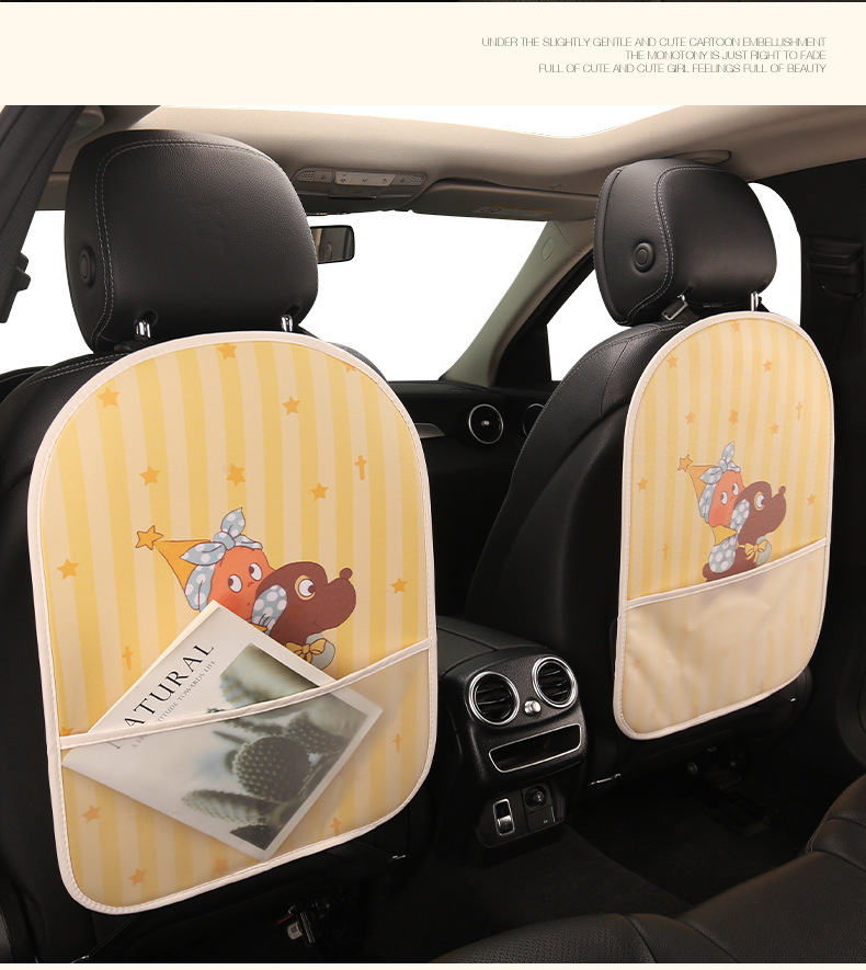 Car Seat Anti-Kick Pad Rear Seat Back Anti-Wear Pad Female Cartoon Cute Car Rear Seat Kids Protection Storage Pad