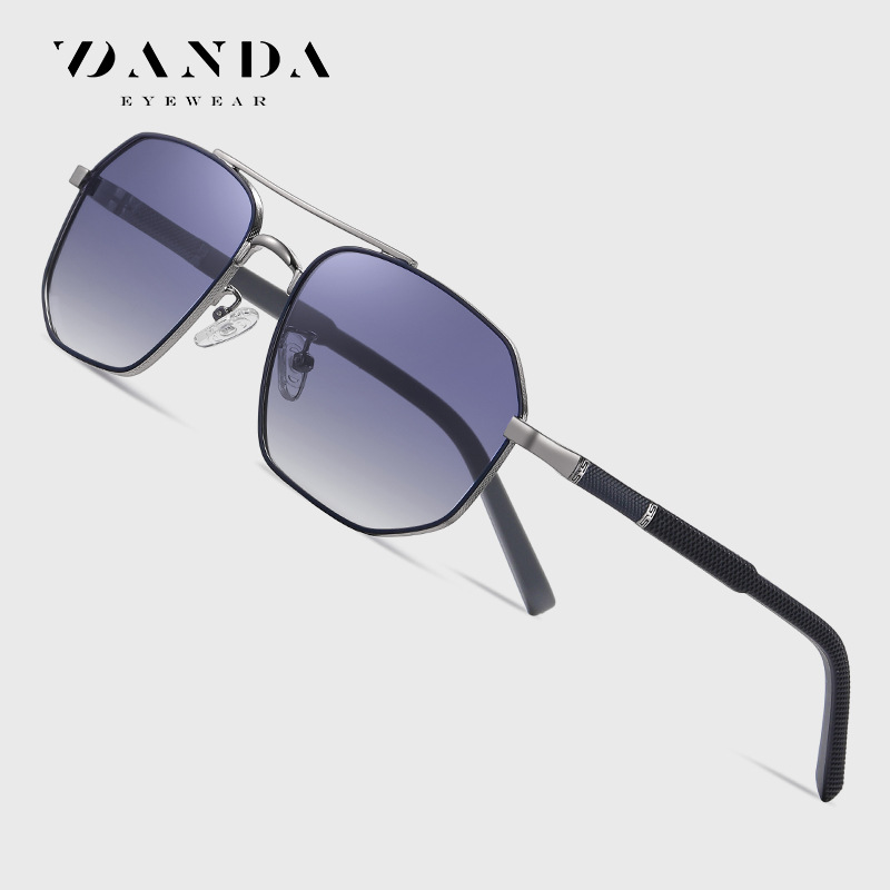 Suministro directo de fábrica gafas de sol polarizadas gafas de sol de moda multilaterales de los hombres 6314 gafas de sol de pierna de Primavera de dos colores de metal