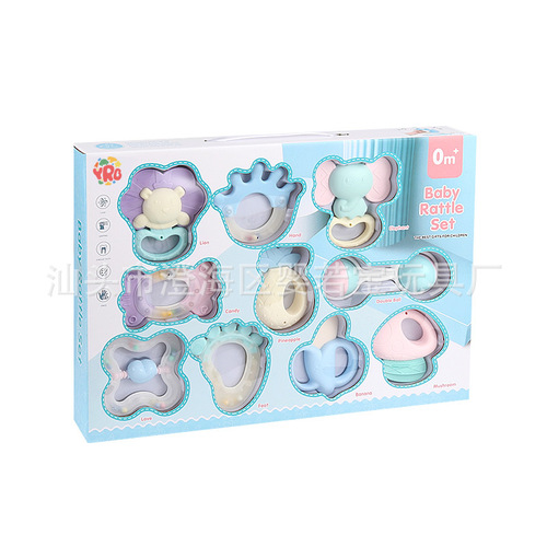 Cross-border baby rattle early education biting fun newborn water-boiling teething gum baby toy gift box wholesale