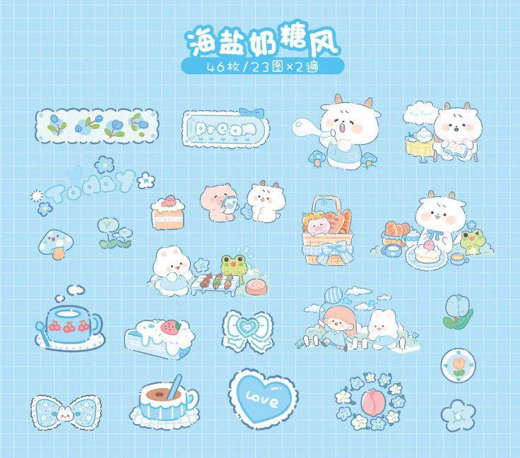 Набор наклеек Nuojiji теплой серии, 46 шт. — милые цветочные иллюстрации для DIY
