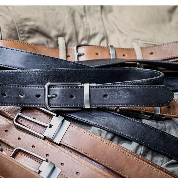 Handgefertigter Rindsleder-Gürtel aus Vollnarbenleder mit Schnalle, vintage pflanzlich gegerbt, echtes Leder, robuster Herrengürtel im Workwear-Stil mit gebrauchter Optik