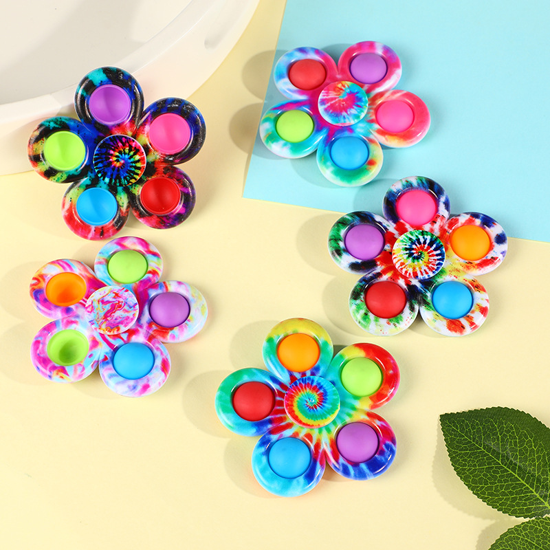 European and American Colorful Printed Finger Gyro Five-color Petals Fingertip Gyro Toy Internet Celebrity Douyin Hot-selling Decompression Toy