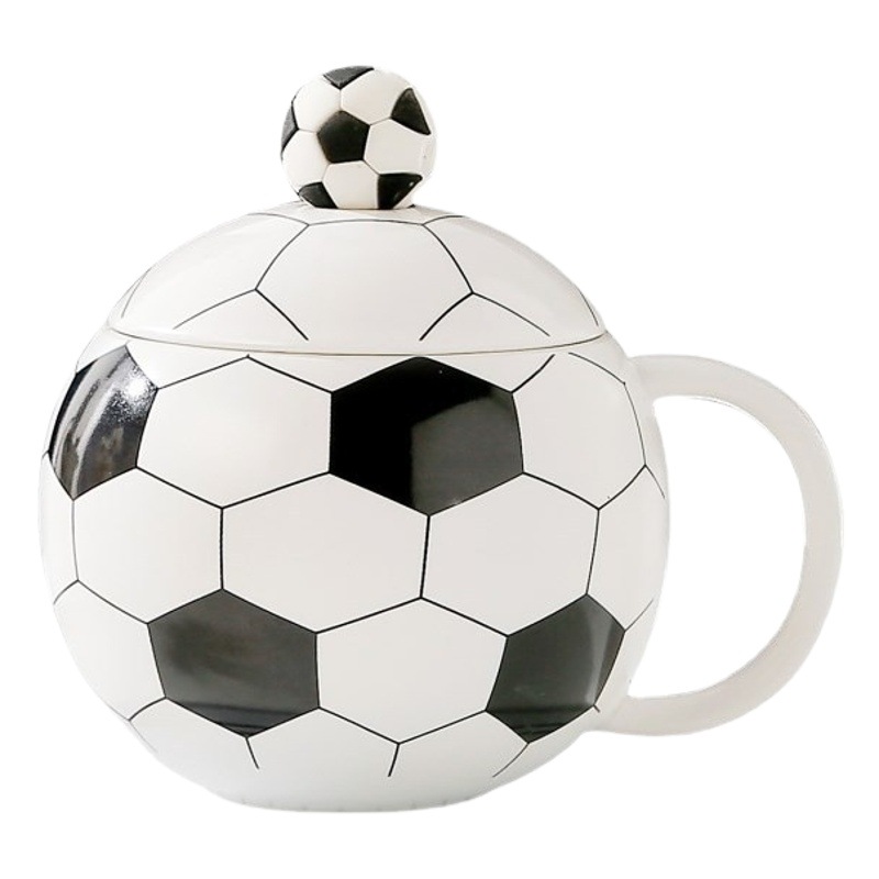 Taza de fútbol de alta apariencia Taza de cerámica con tapa deportes taza de recuerdo taza de agua taza de regalo