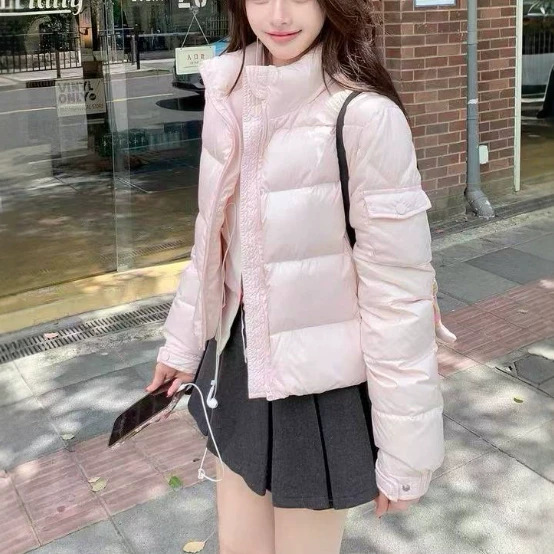 SkkSLtoMreMC冰川鹅绒三防90白鹅绒连帽长/短款羽绒服外套粉