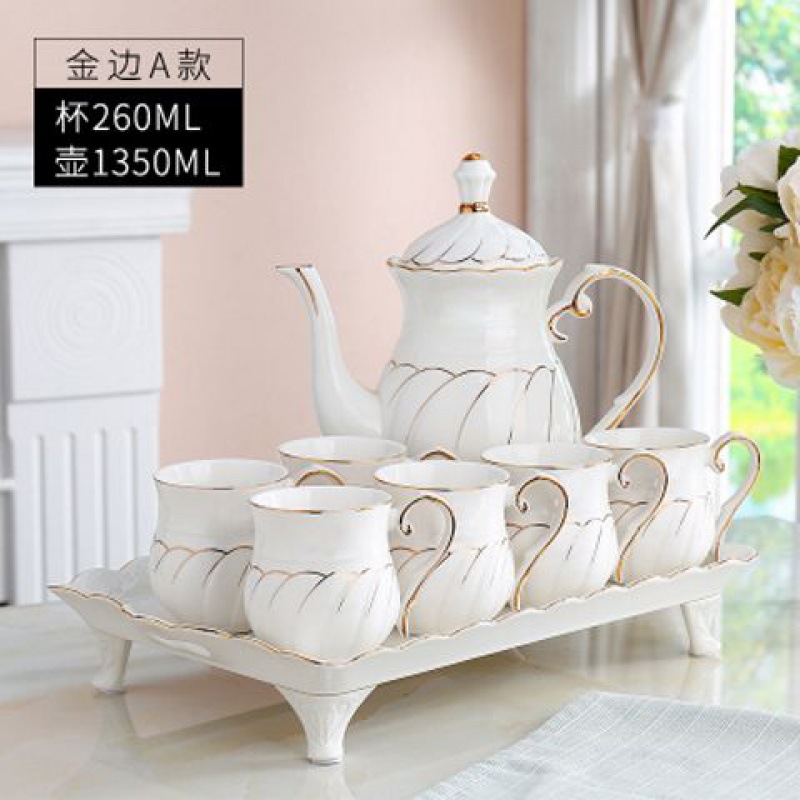 European-style tea set high temperature resistant ceramic tray water Cup suit living room household cup set coffee cup tea cup kettle