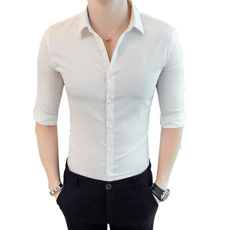 Casual de verano, moda coreana, estilo de moda, camisa de cuello vertical, ropa de hombre de alto nivel.