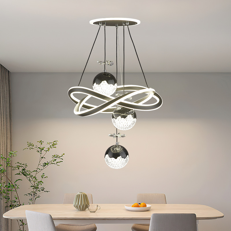 Nueva lámpara de cristal de lujo ligero lámpara led negra lámpara de comedor para el hogar de interior lámpara de dormitorio lámpara de estudio fábrica