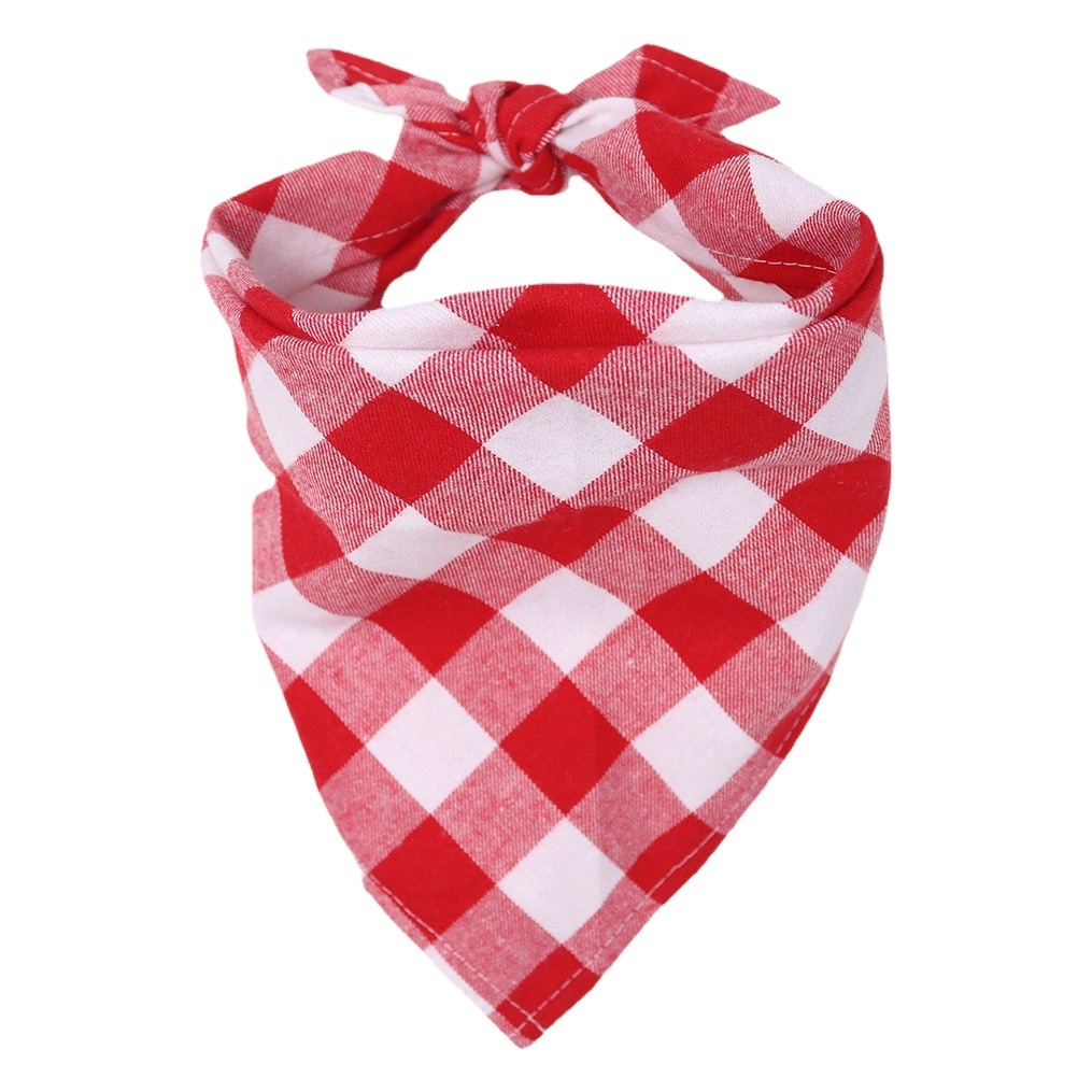 Pet Triangle Scarf Big Dog Saliva Scarf Classic Plaid Style 70cm Long Pet Scarf Factory Direct Sale