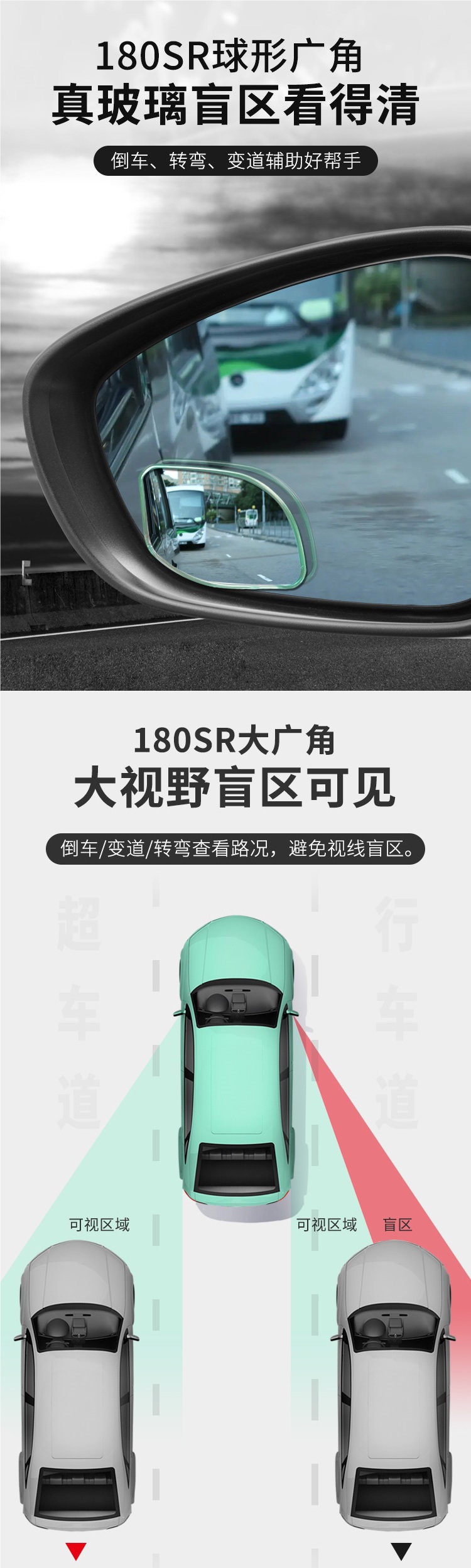 Kuaimate blind spot auxiliary mirror, reversing rearview mirror, small round mirror, 360-degree blind spot mirror, wide-angle auxiliary mirror, others