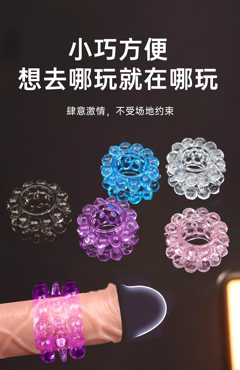 Silicone Sheep Eye Textured Penis Ring, Purple Soft-Touch Manual Cock Ring — detail image 8