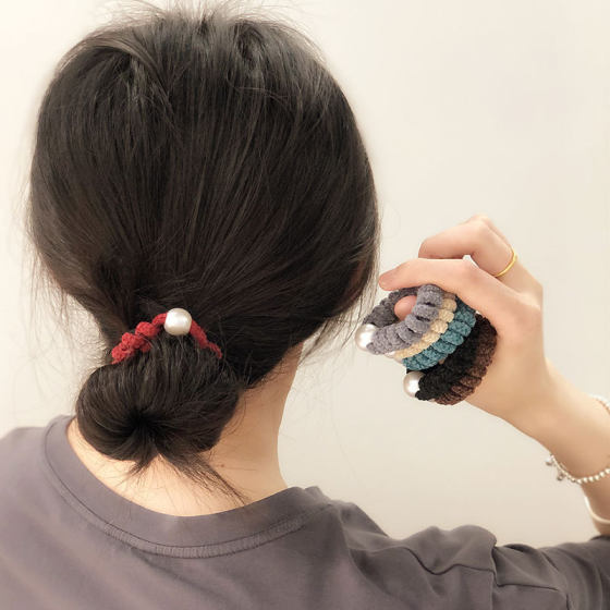 South Korea imported woven basic telephone line rubber band seamless hair loop head rope ball flannel women's BFQ0003