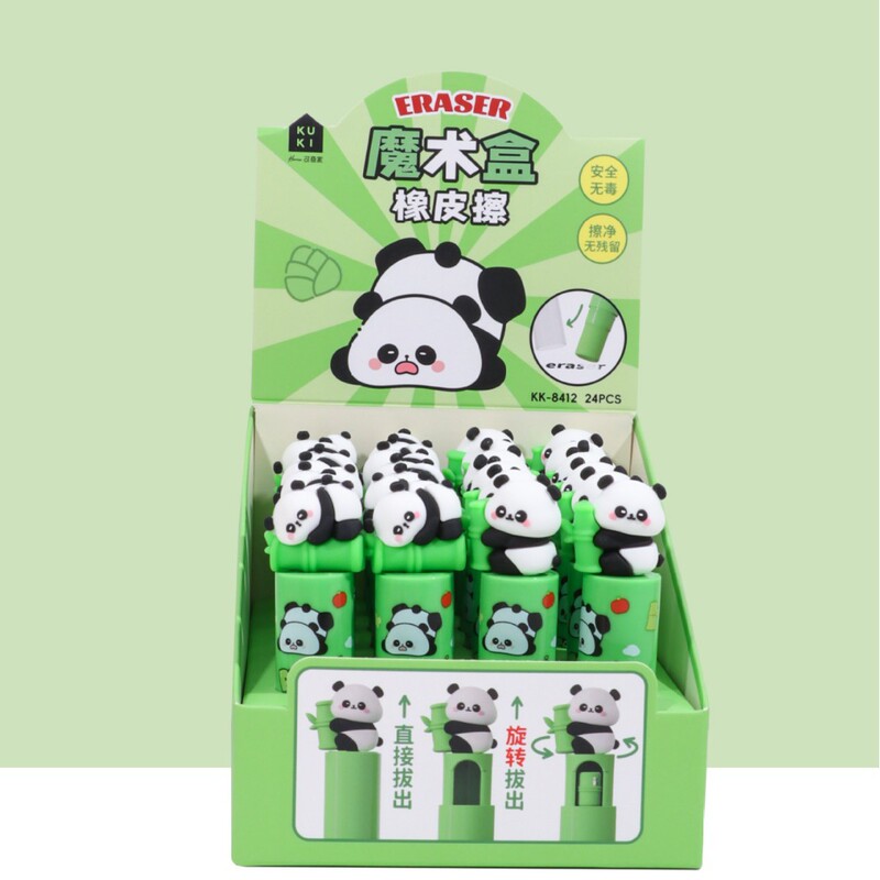 Keqi 8412 Panda Magic Box Eraser Chubby Panda Bamboo Anti-Dandruff Eraser 3D Panda Lipstick Eraser Keqi 8412 Panda Magic Box Eraser Chubby Panda Bamboo Anti-Dandruff Eraser 3D Panda Lipstick Eraser