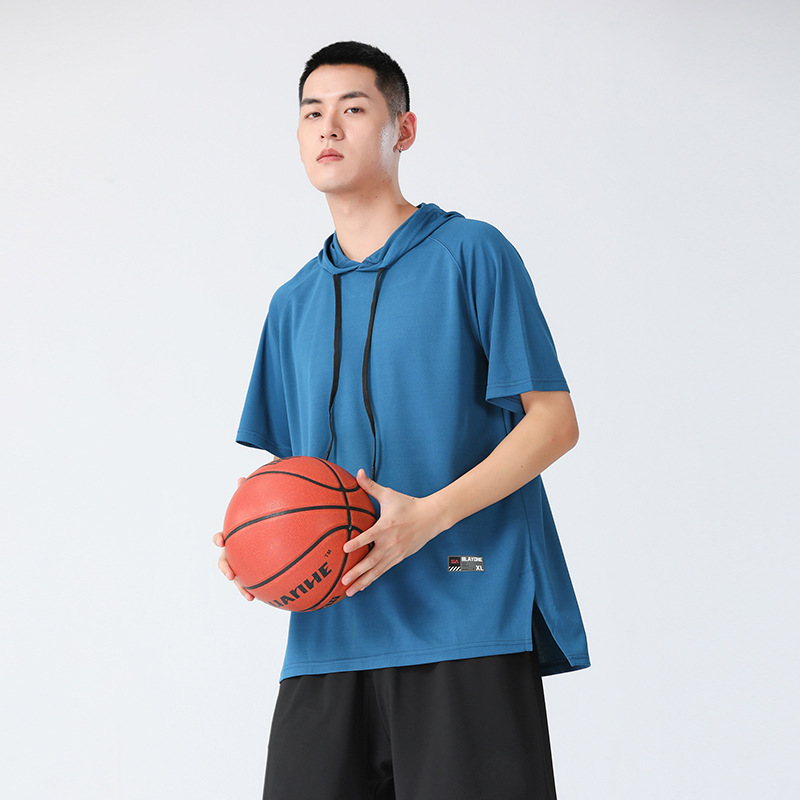 Camiseta con capucha de los hombres de manga corta color sólido Deportes de verano moda Ins con capucha hip hop media manga camiseta de moda Marca Ropa de hombre