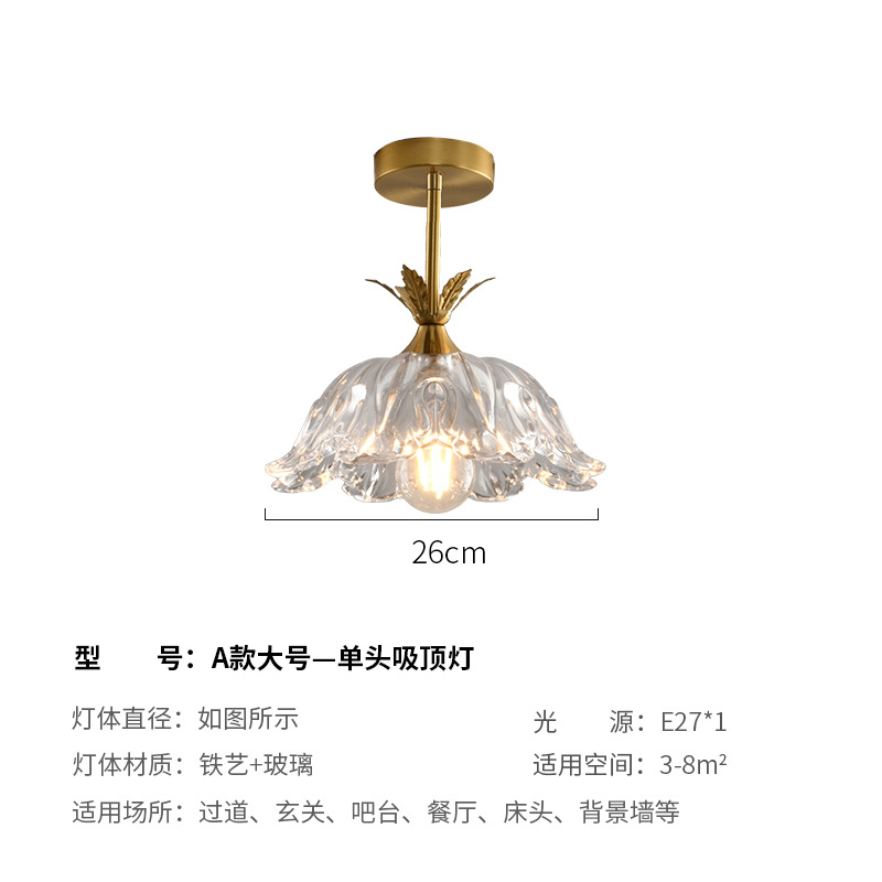 Retro estilo francés latón cristal pequeño candelier dormitorio pastoral cabezal de cama bar comedor pasillo lámpara de entrada