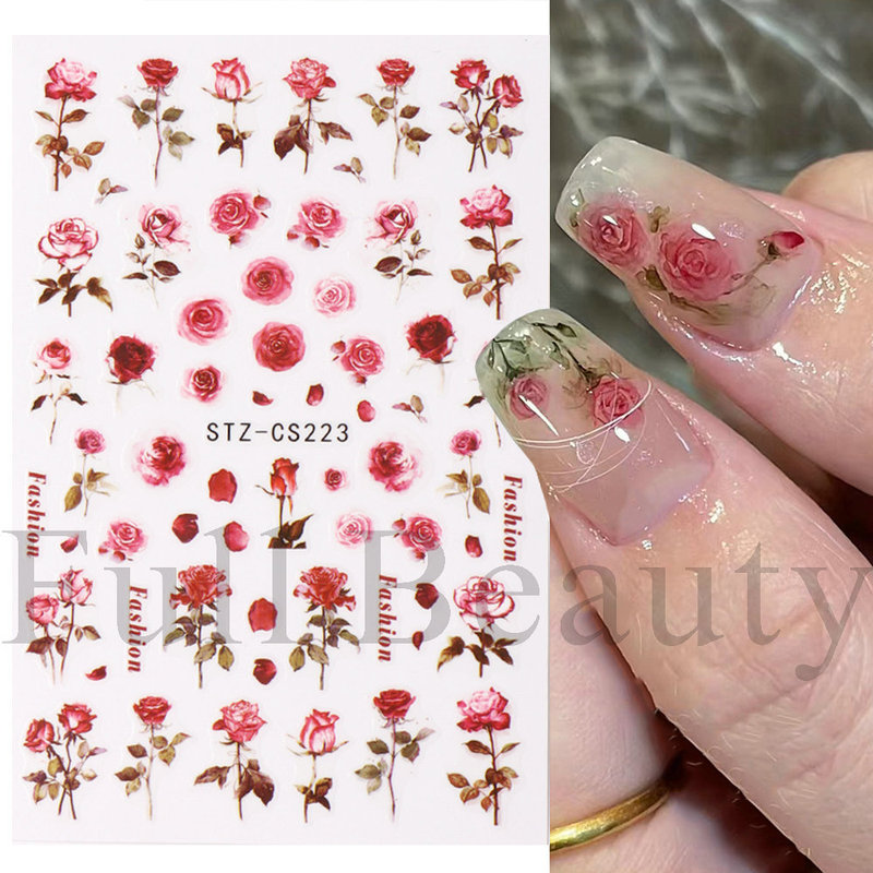 国境を越えた新しいネイルシールins水彩ぼかしレトロなバラのバックシール卸売りnail|undefined