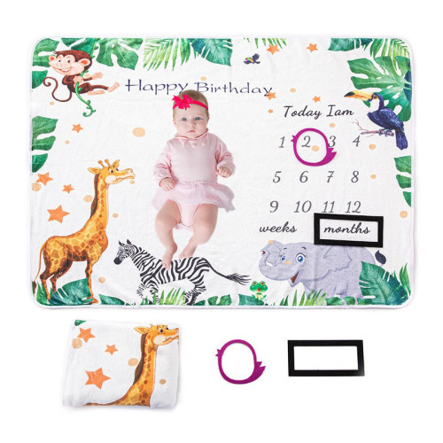Baby Milestone Month Photo Blanket Infant Photography Blanket Photo Prop Creative Digital Background Cloth Cross-border Best Seller