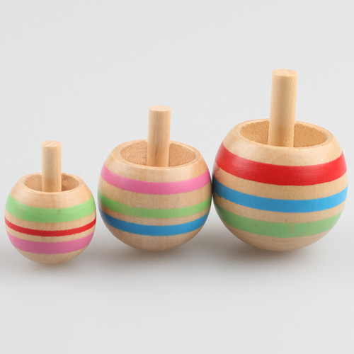 Wooden 80s traditional nostalgic top WD09 magical inverted top 3-pack children's early education educational toys