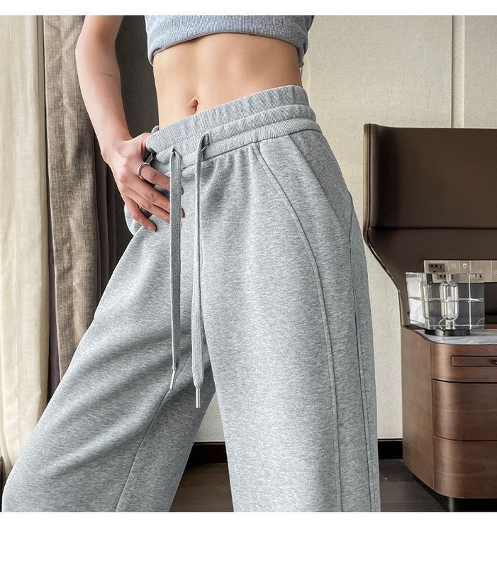 批发美式弯刀阔腿裤女春秋冬新款高腰宽松直筒运动休闲裤香蕉卫裤|undefined