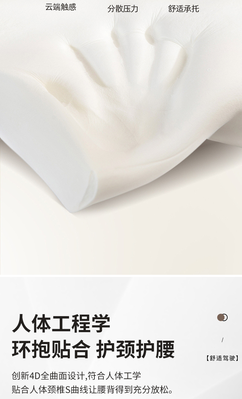 Car Headrest Neck Pillow Memory Foam Pillow Car Supplies Seat Cervical Pillow Car Lumbar Pair for Car