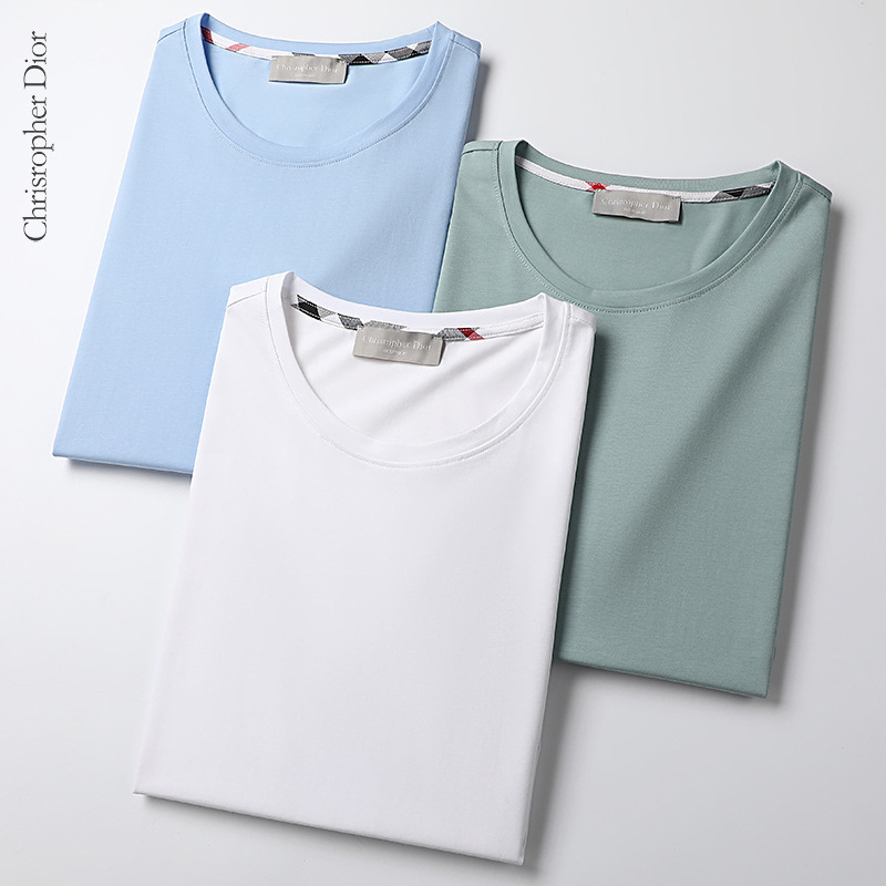 Discount Upgrade Summer Men's Short-Sleeved T-Shirt Pure Cotton Elastic Slim Round Neck Business Thin Casual Versatile Clothes