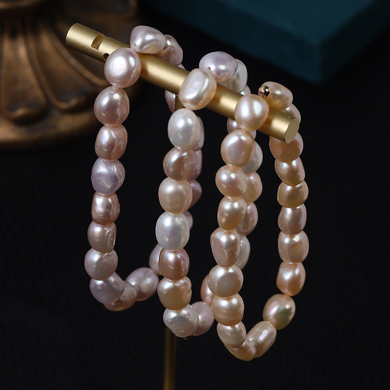 ins Simple Baroque Natural Freshwater Pearl Bracelet Gift Holiday Stretch Line Design Bracelet Spot Wholesale