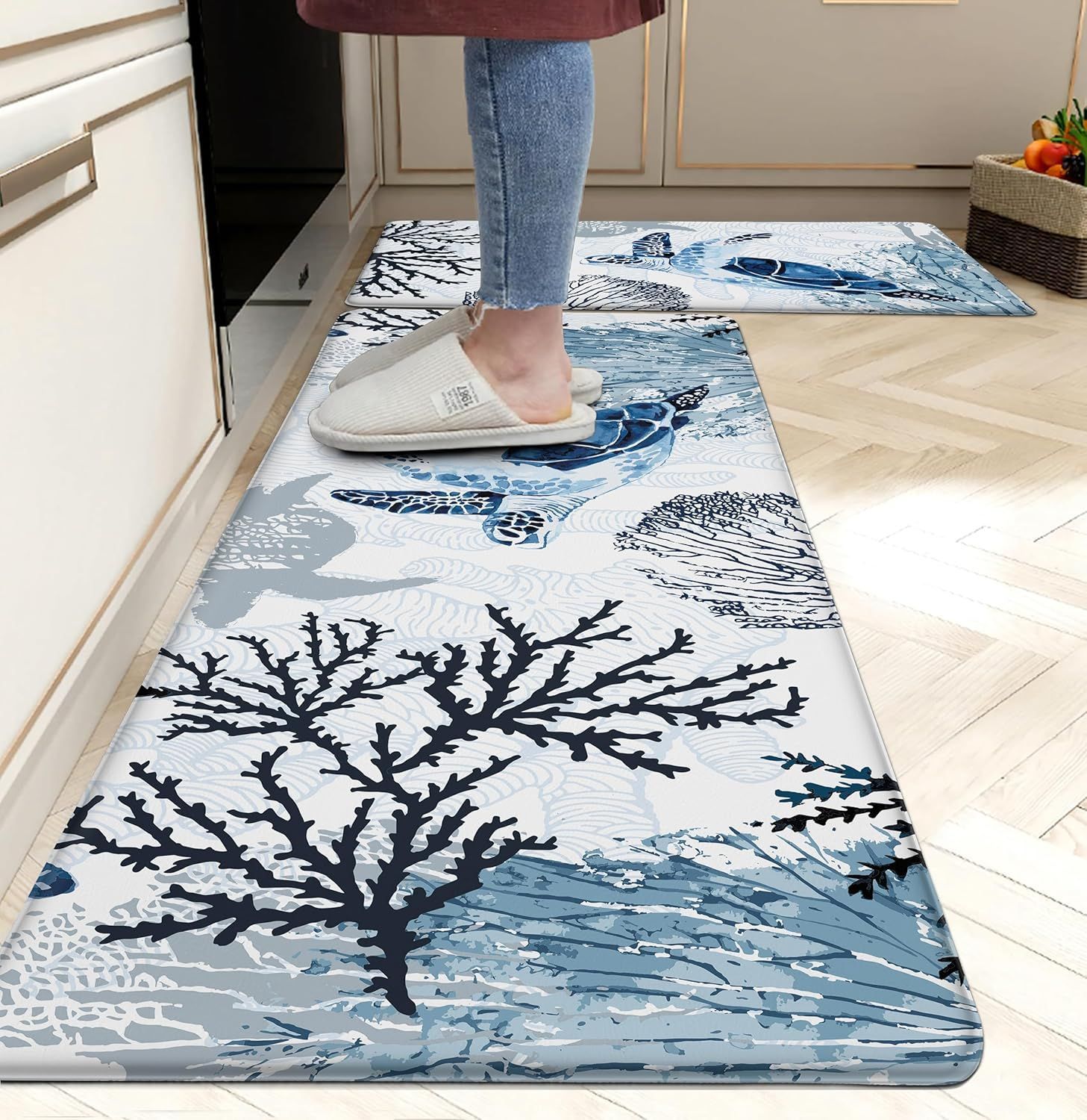 Cross-Border Amazon Creative Abstract Pattern Floor Mats for Home Kitchen Non-Slip Oil-Absorbing and Water-Absorbing Easy-Care Floor Mat Set