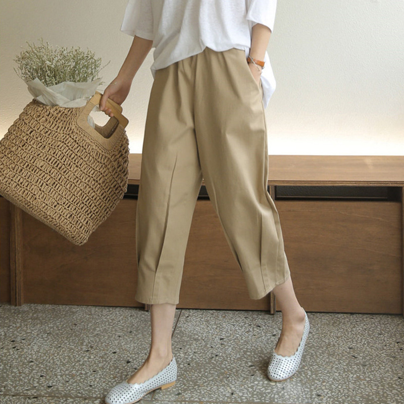 Japanese Cotton Linen Pants Women's Summer Loose Harem Pants High Waist Wide Leg Pants Casual Eight-point Linen Radish Pants Capri Pants Japanese Cotton Linen Pants Women's Summer Loose Harem Pants High Waist Wide Leg Pants Casual Eight-point Linen Radish Pants Capri Pants