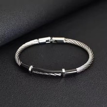 欧美跨境不锈钢4mm电缆编织手链来样定制男不掉色高级感手饰批发