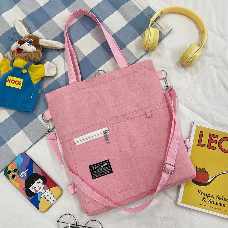 Bolso de lona de un solo hombro coreano para mujer multiusos ins Mochila de almacenamiento para estudiantes universitarios de moda