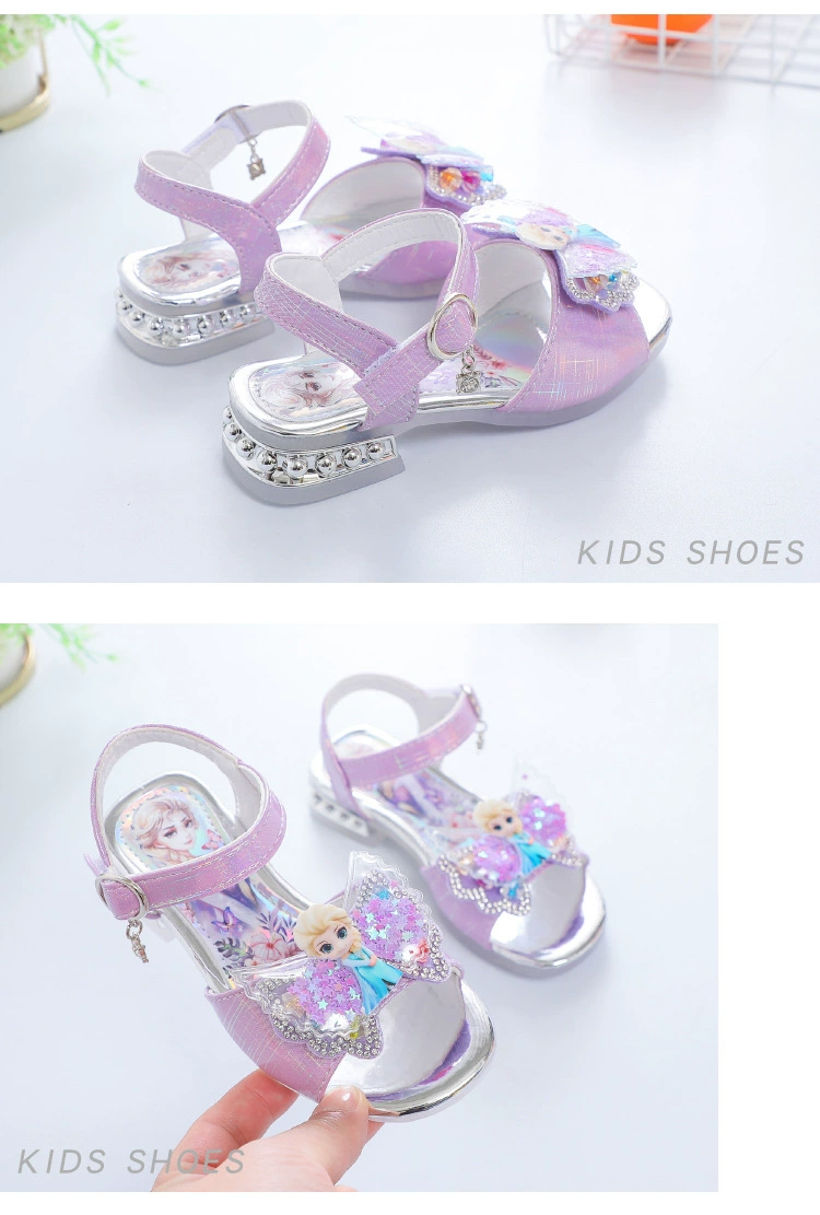 Disney Kids Shoes for Girl Sandals Frozen Princess Elsa Cartoon Baby Girl Shoes 2022 Fashion Sandles Flat Heels Beach Shoes children's shoes for high arches