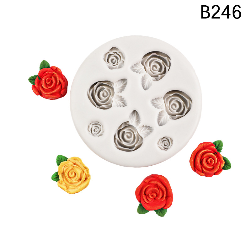 Fondant DIY Rosa molde con hojas flor resina mousse pastel mousse de chocolate decorativo aromaterapia molde