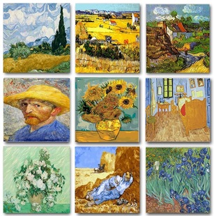 5D Diamond Cross Stitch Van Gogh Oil Painting Series Diamond Painting Sticker Diamond Embroidery Landscape Brick Painting Point Diamond Painting