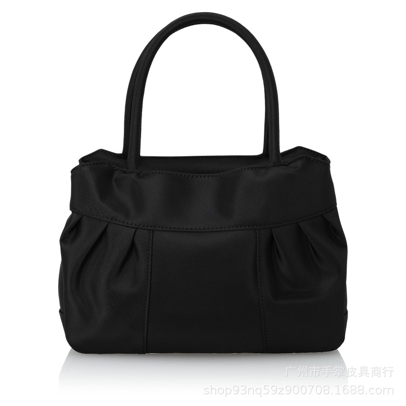 跨境日式黑色手提正式包 布制绸缎大容量正装包正式场合晚宴包