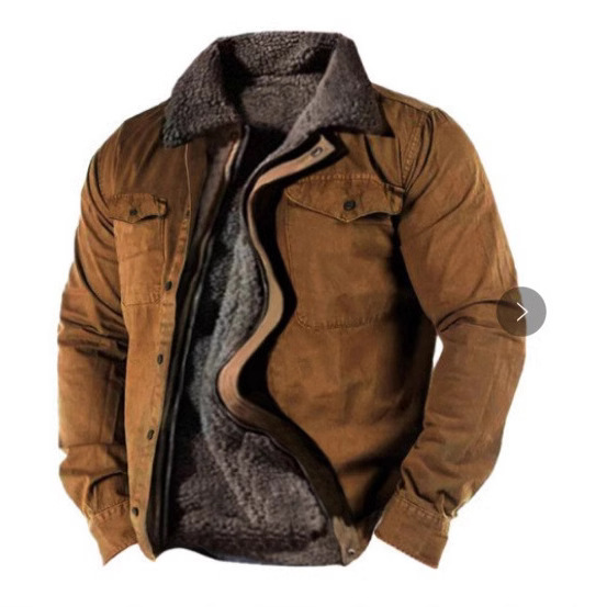Cross-border in stock Thickened Side Slip Pocket Casual Zipper Loose Wolf Brown Youth Cotton Jacket Cross-border in stock Thickened Side Slip Pocket Casual Zipper Loose Wolf Brown Youth Cotton Jacket