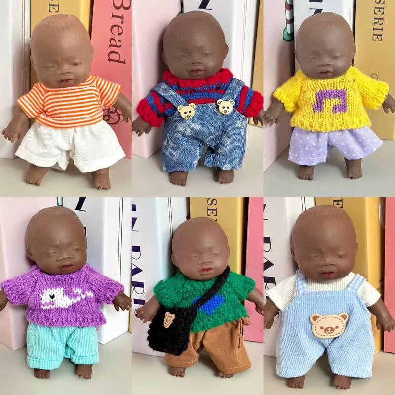 14cm Natasha Black Doll Outfit Dopamine Overalls Internet Celebrity Style Mini Skirt Black Doll Sweater Work Pants