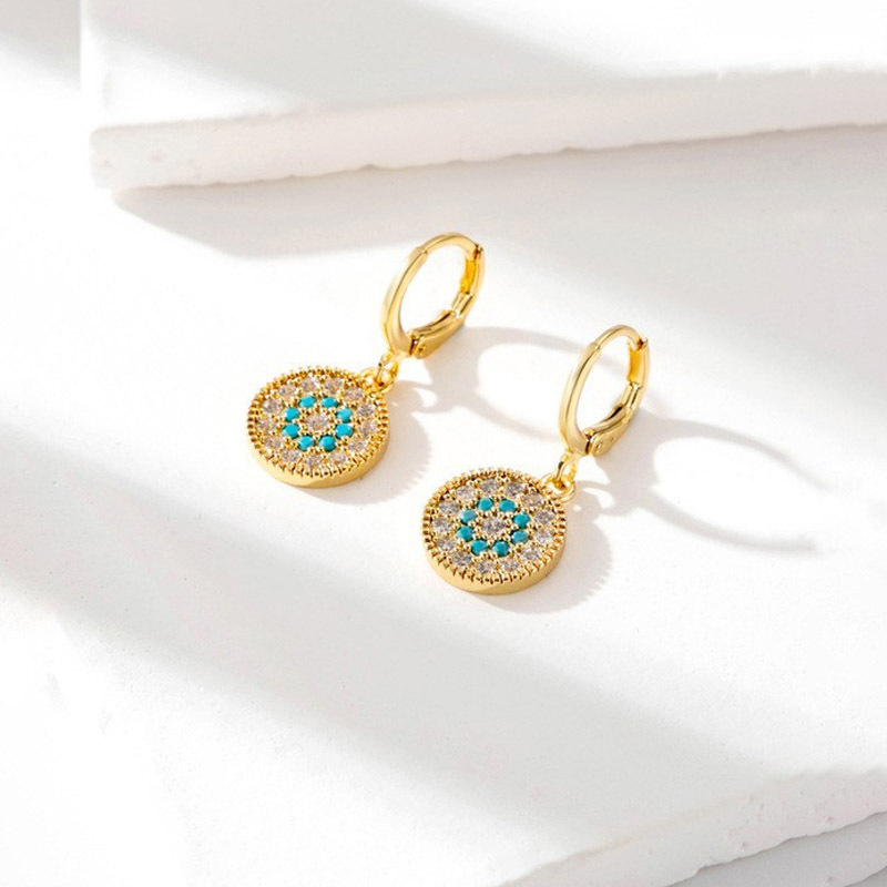 [Copper Micro-Inlaid] Retro Round Earrings, Accessible Luxury, High-End, Niche Versatile Earrings, Fashionable and Simple Women's Earrings