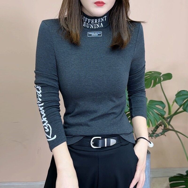 【Distribution】Plus-size thermal half-high-neck base shirt, new autumn and winter loose slimming long-sleeve top for women 【Distribution】Plus-size thermal half-high-neck base shirt, new autumn and winter loose slimming long-sleeve top for women